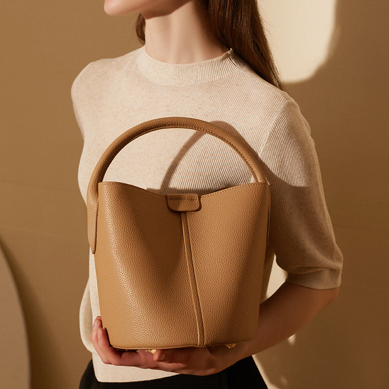 Genuine Leather Crossbody Bucket Bag Tote Bag Shoulder Bag