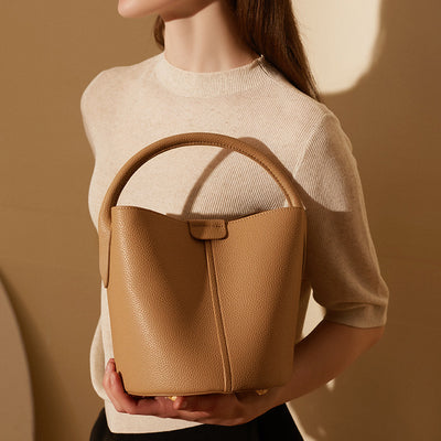 Genuine Leather Crossbody Bucket Bag Tote Bag Shoulder Bag