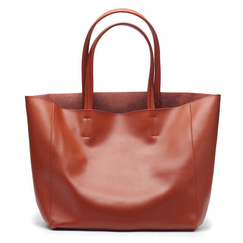 Genuine Leather Large Capacity Shopping Bag Shoulder Bag Tote Bag