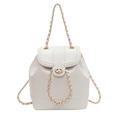 Vegan Leather Chain Backpack One Shoulder Bucket Bag