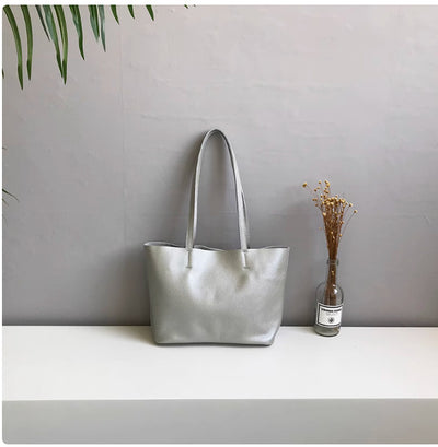 Genuine Leather Lightweight Small Size Tote Bag Shoulder Bag Handbag