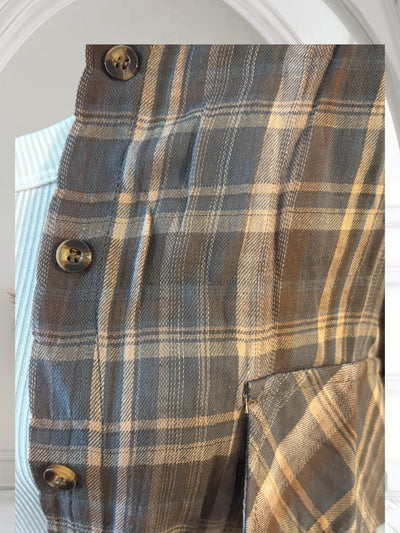 Women's Plaid Short Sleeve Button-Up Shirt