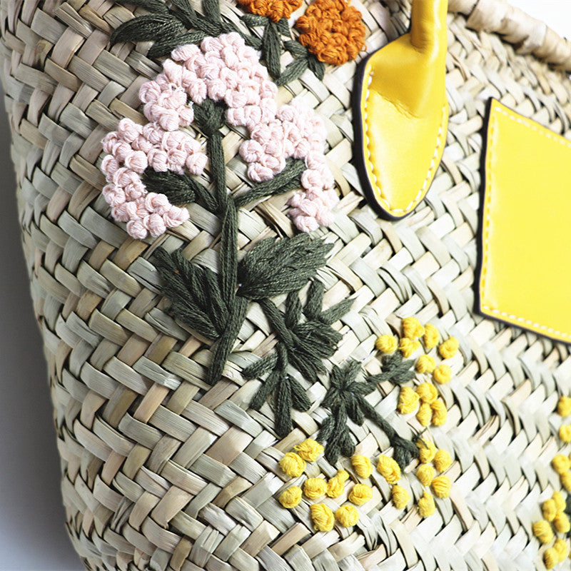 Straw Handbag Single Shoulder Crossbody Straw Bag Underarm Summer Beach Bag