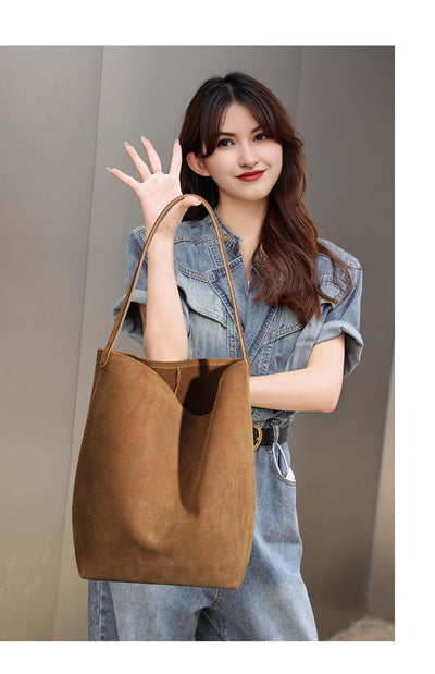 Genuine Leather Tote Bag - Large Capacity Soft Leather Shoulder Bag in Black for Stylish Black Bags Genuine Leather Shoulder Bag