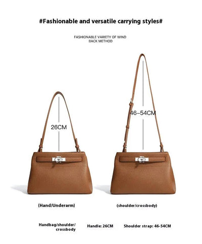Lock Design Leather Bag - Genuine Leather Shoulder Crossbody Tote Bag Lock Design Leather Bag Genuine Leather Shoulder Bag Crossbody Bag Tote Bag