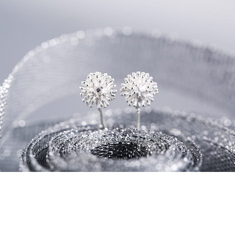 S925 Ear Stud Flower Ear Stud Dandelion Style Ear Stud
