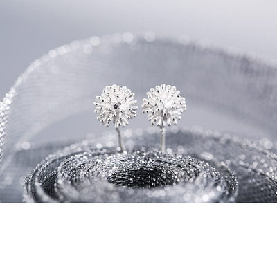 S925 Ear Stud Flower Ear Stud Dandelion Style Ear Stud
