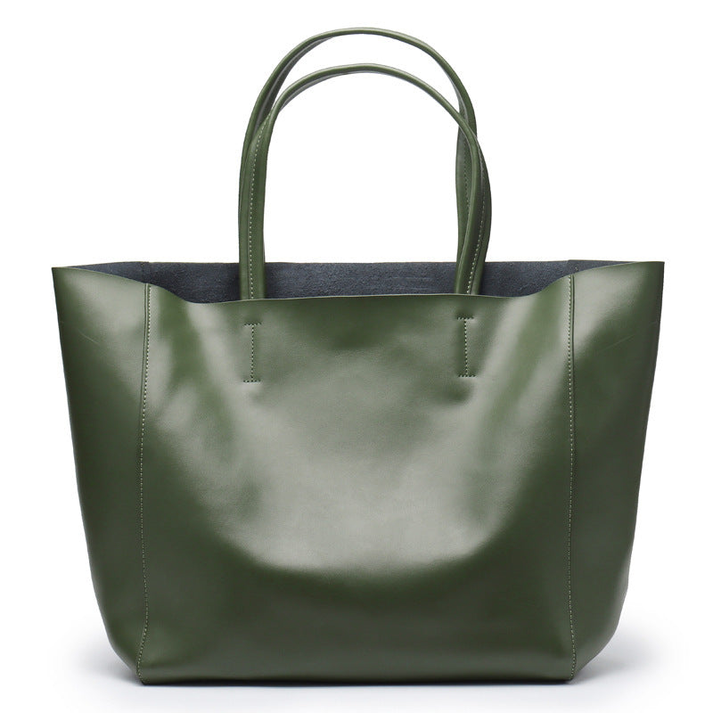 Genuine Leather Large Capacity Shopping Bag Shoulder Bag Tote Bag