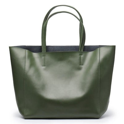 Genuine Leather Large Capacity Shopping Bag Shoulder Bag Tote Bag