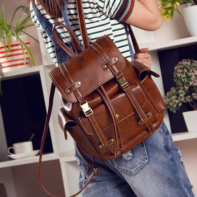 Vegan Leather Backpack  Drawstring Backpack