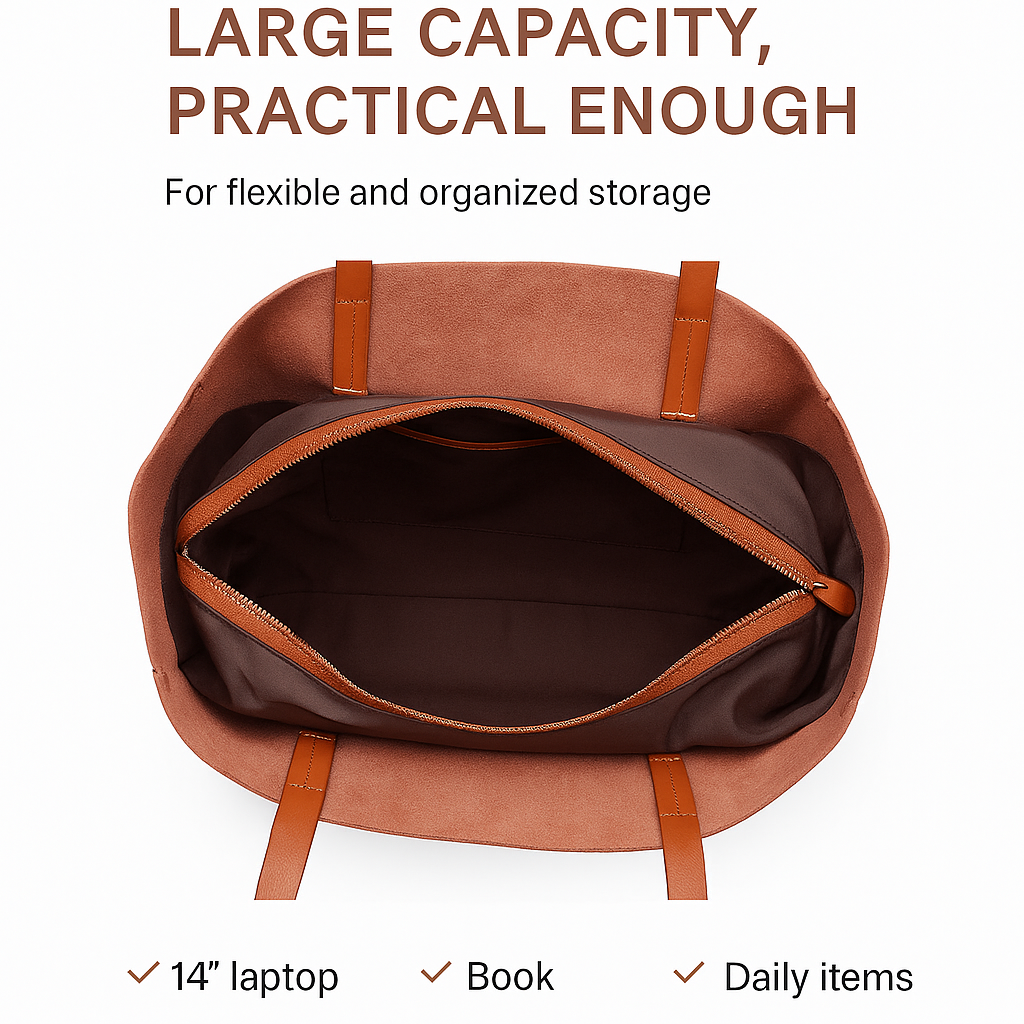 Genuine Leather Large Capacity Shopping Bag Shoulder Bag Tote Bag