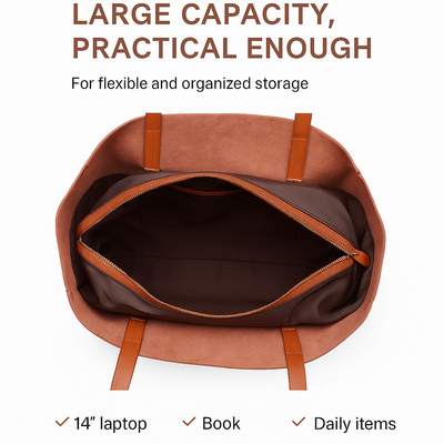 Genuine Leather Large Capacity Shopping Bag Shoulder Bag Tote Bag