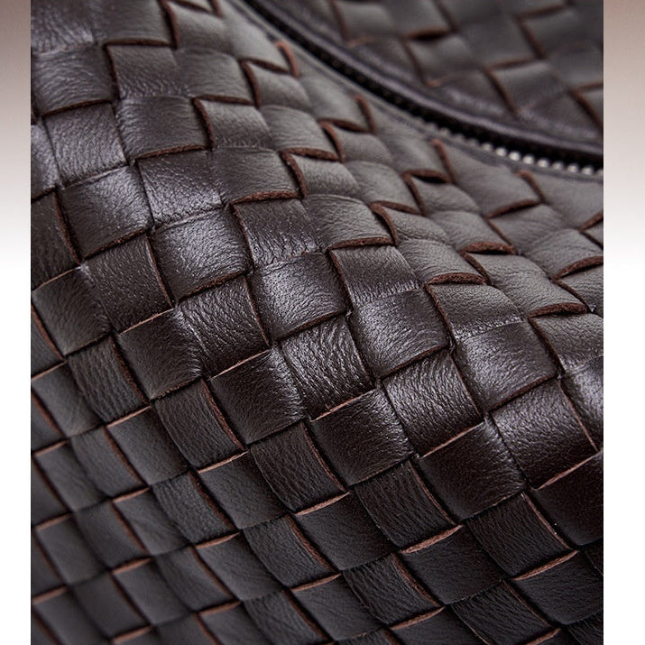 Leather Weave Dumpling Bag - Authentic Leather Tote, Shoulder, Underarm, and Crossbody Bag Authentic Leather Weave Dumpling Bag Tot