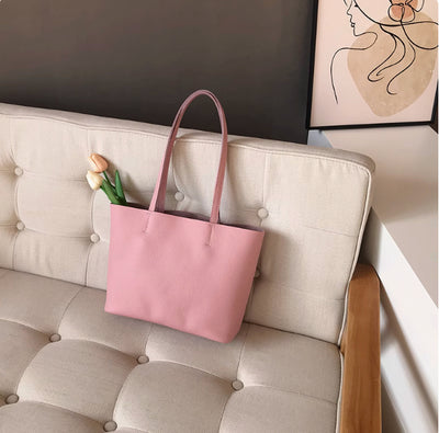 Genuine Leather Lightweight Small Size Tote Bag Shoulder Bag Handbag