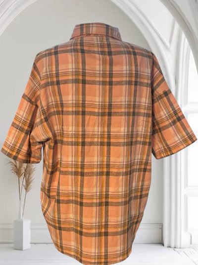 Women's Plaid Short Sleeve Button-Up Shirt