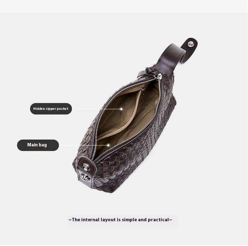 Leather Weave Dumpling Bag - Authentic Leather Tote, Shoulder, Underarm, and Crossbody Bag Authentic Leather Weave Dumpling Bag Tot