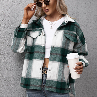 Thick Cashmere Long-sleeved Plaid Top