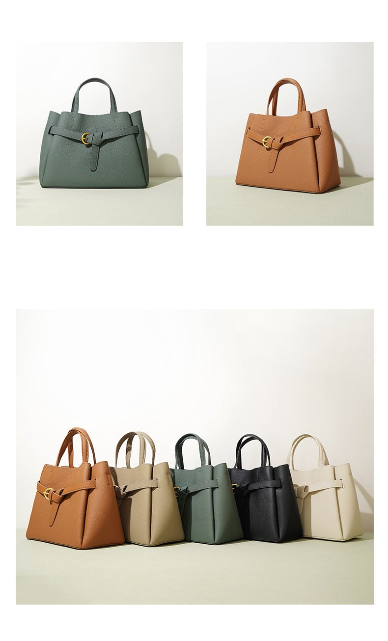 Authentic Leather Tote Bag - Versatile Shoulder and Crossbody Bag Authentic Leather Tote Bag