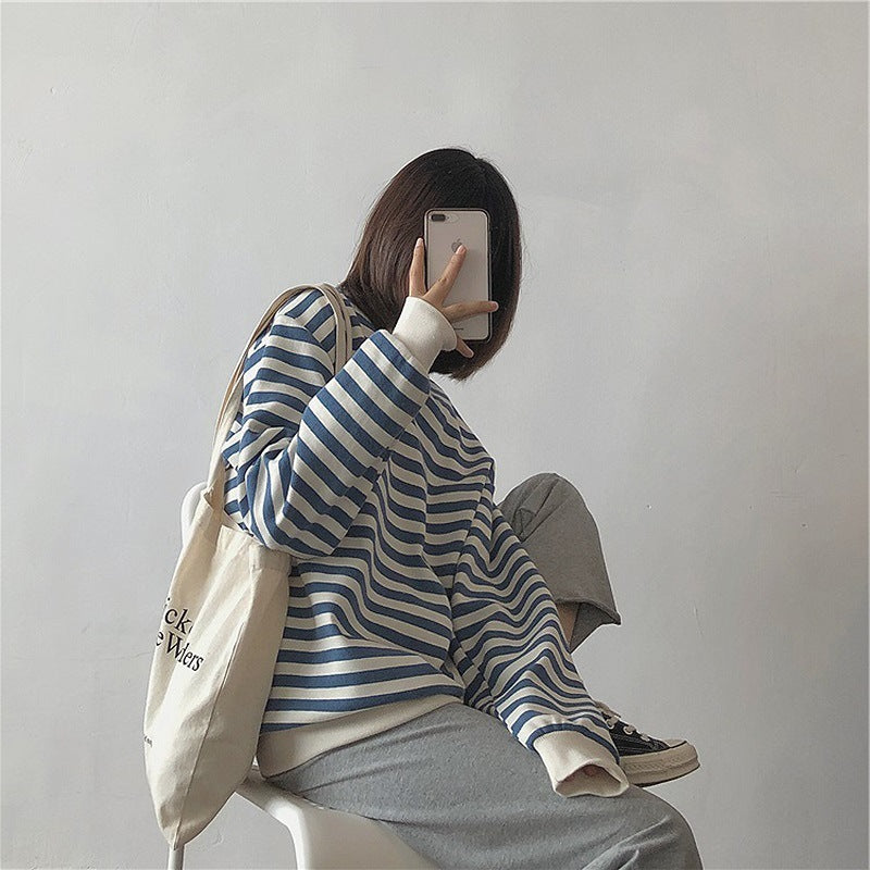 Striped Sweater Women Loose Blouse Women