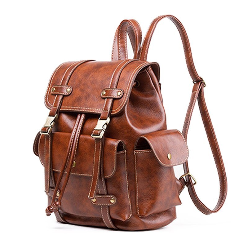 Vegan Leather Backpack  Drawstring Backpack