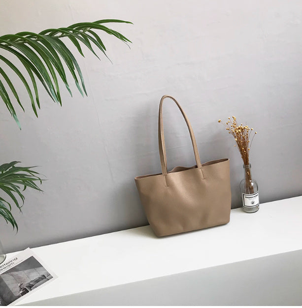 Genuine Leather Lightweight Small Size Tote Bag Shoulder Bag Handbag