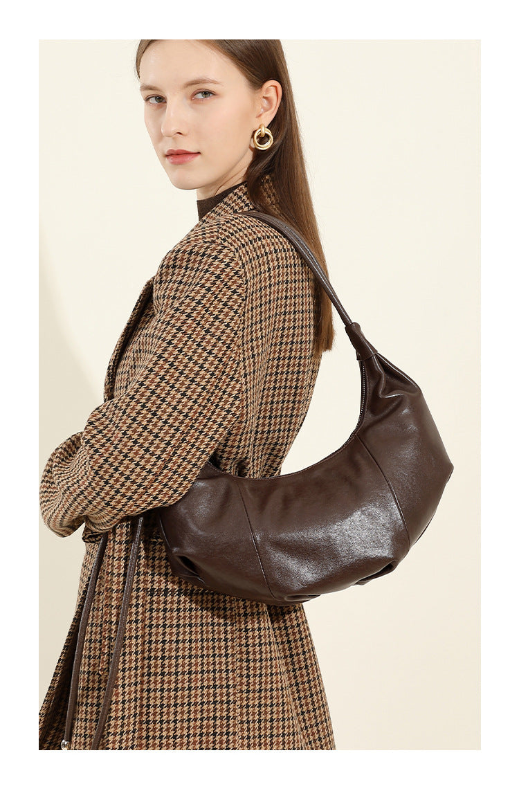 Genuine Leather Croissant Bag | Stylish Shoulder and Crossbody Design 3 in 1 Fashion Women Anti-Theft Backpack