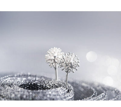S925 Ear Stud Flower Ear Stud Dandelion Style Ear Stud