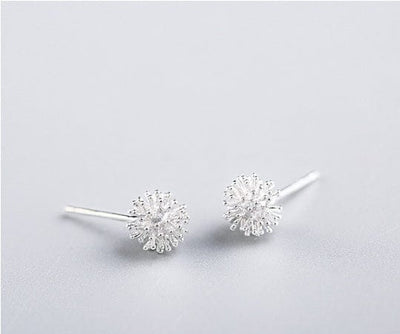 S925 Ear Stud Flower Ear Stud Dandelion Style Ear Stud