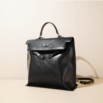 Genuine Leather Backpack - Large Capacity Single-Double Shoulder Bag Genuine Leather Backpack Single-Double s