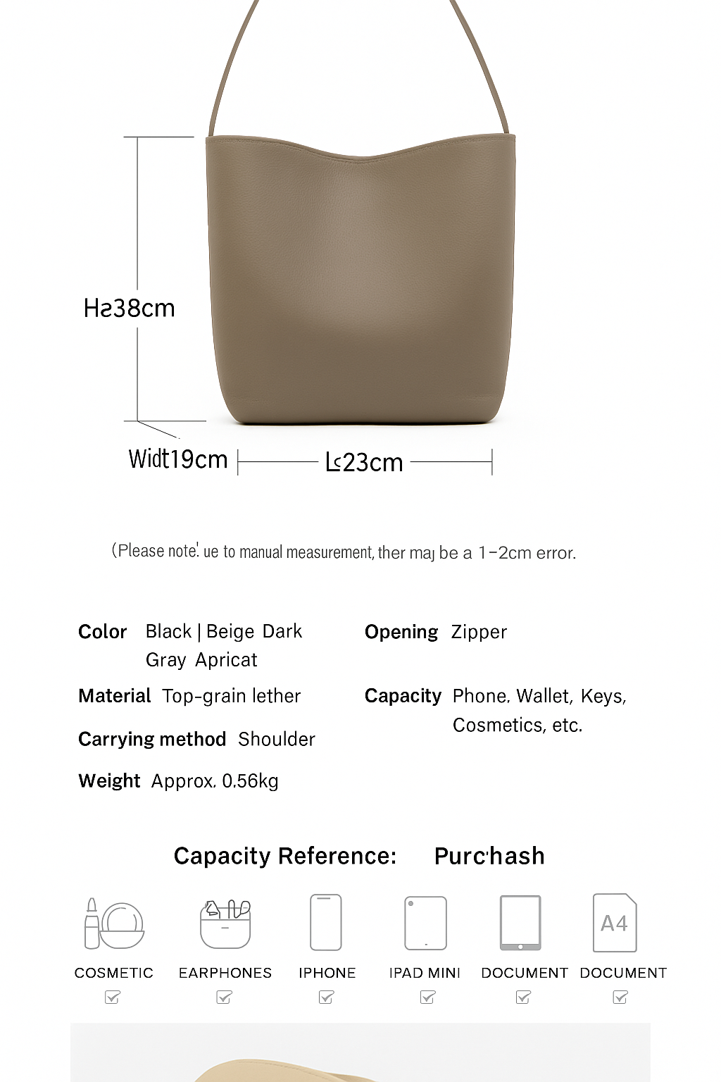 Genuine Leather Large Capacity One-shoulder Bucket Bag