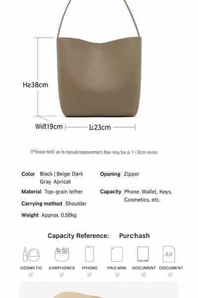 Genuine Leather Large Capacity One-shoulder Bucket Bag