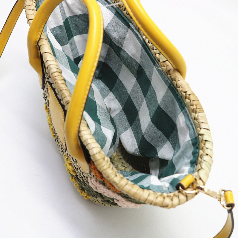 Straw Handbag Single Shoulder Crossbody Straw Bag Underarm Summer Beach Bag