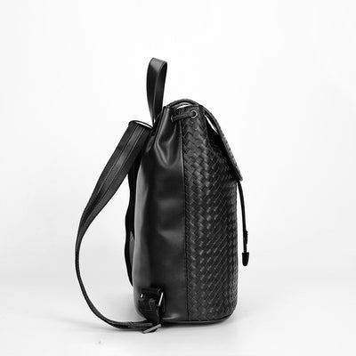 Genuine Leather Woven Large Capacity Casual Backpack