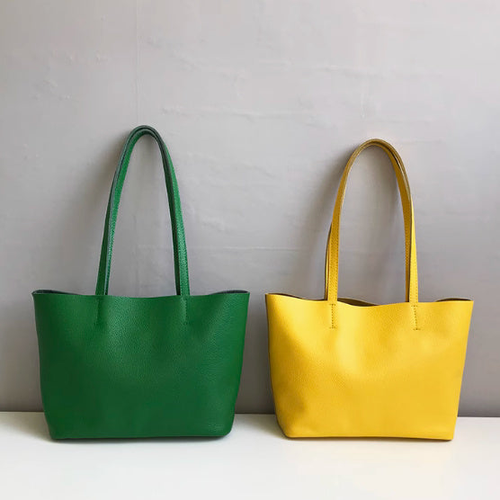 Genuine Leather Lightweight Small Size Tote Bag Shoulder Bag Handbag