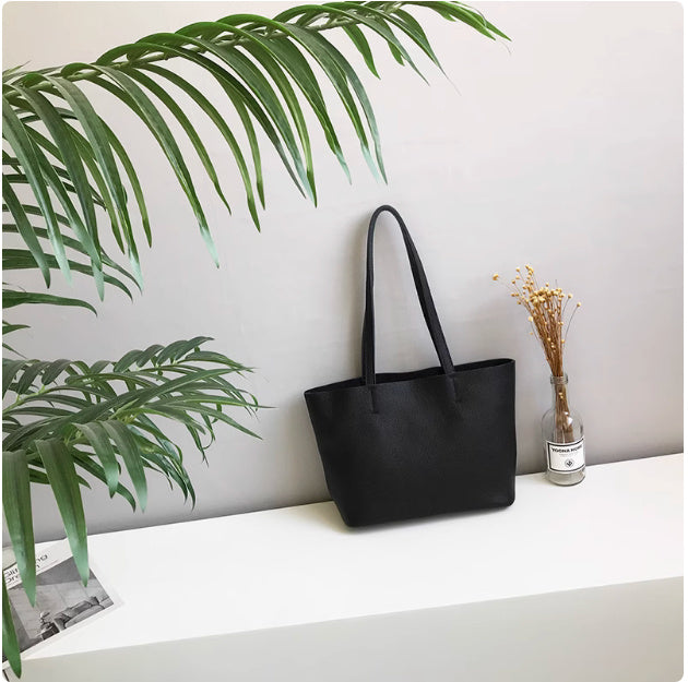 Genuine Leather Lightweight Small Size Tote Bag Shoulder Bag Handbag