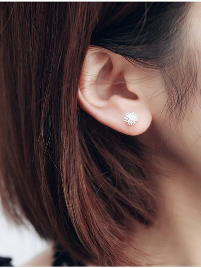 S925 Ear Stud Flower Ear Stud Dandelion Style Ear Stud