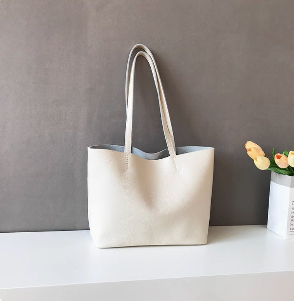 Genuine Leather Lightweight Small Size Tote Bag Shoulder Bag Handbag