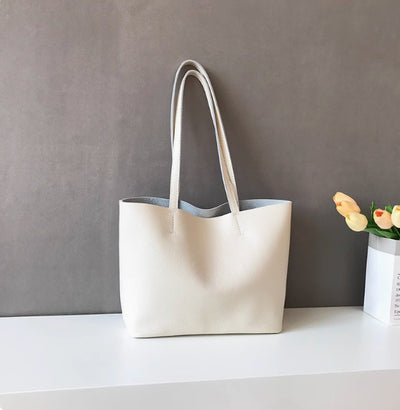 Genuine Leather Lightweight Small Size Tote Bag Shoulder Bag Handbag