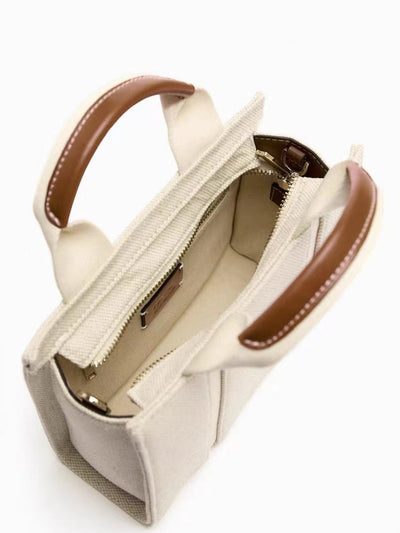 Canvas Stitching Portable Shoulder Messenger Bag Crossbody Tote Bag Underarm