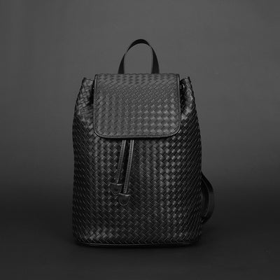 Genuine Leather Woven Large Capacity Casual Backpack