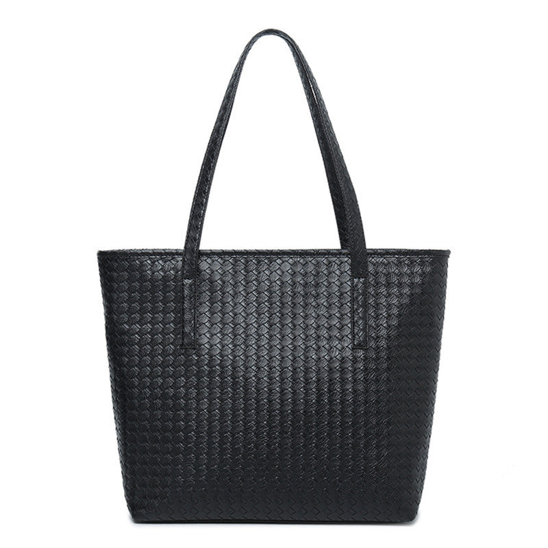 Vegan Leather Shoulder  Woven Bag