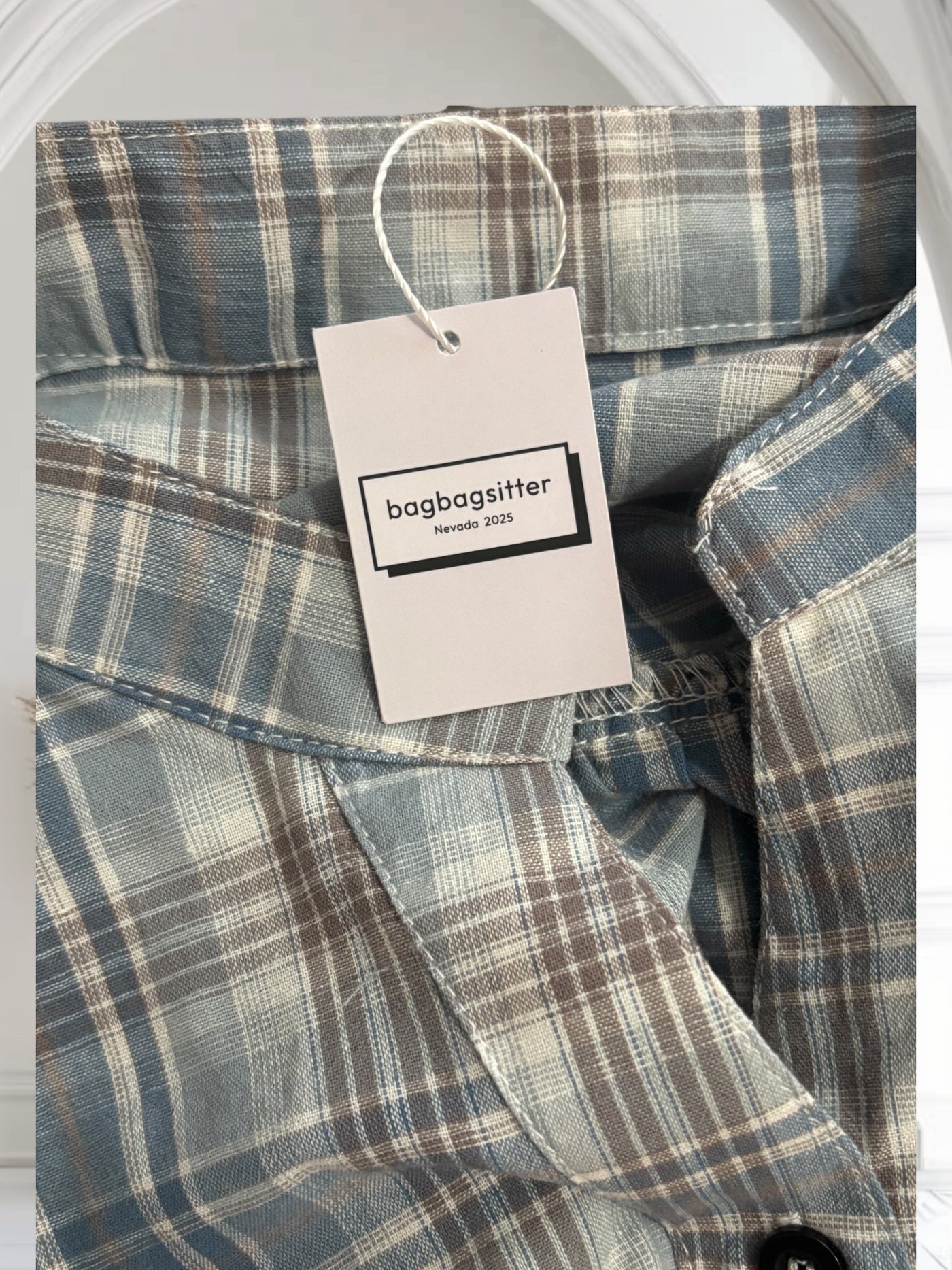Plaid Shirt Women's Short Sleeves Summer Thin  drawstring Cotton Half-Sleeved Top
