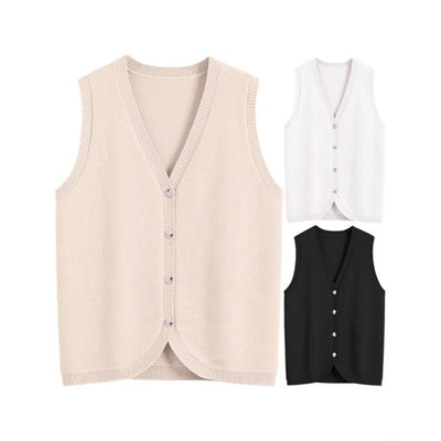 Women's Vest Buckle V-neck Casual Wear