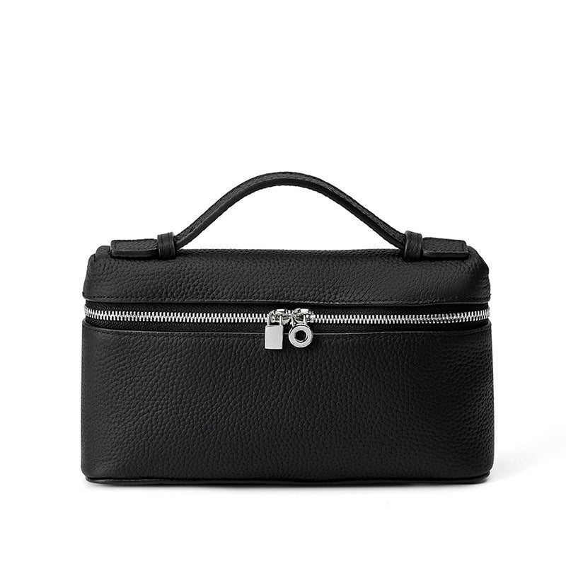 Genuine Leather Portable Box Messenger Bag Crossbody Shoulder Bag Underarm bag