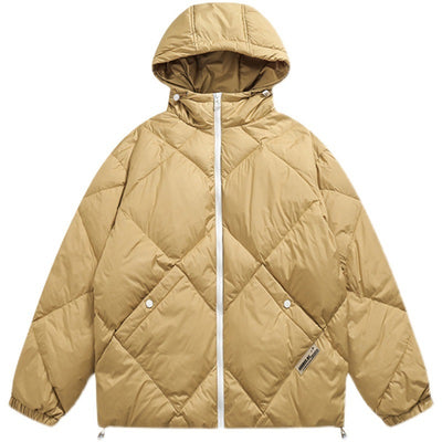 Solid Color Diamond Plaid Quilted 90 White Duck Down Jacket Top