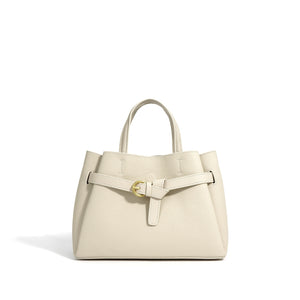 Authentic Leather Tote Bag - Versatile Shoulder and Crossbody Bag White Authentic Leather Tote Bag