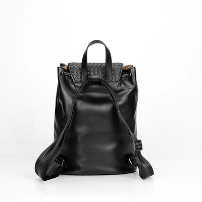 Genuine Leather Woven Large Capacity Casual Backpack