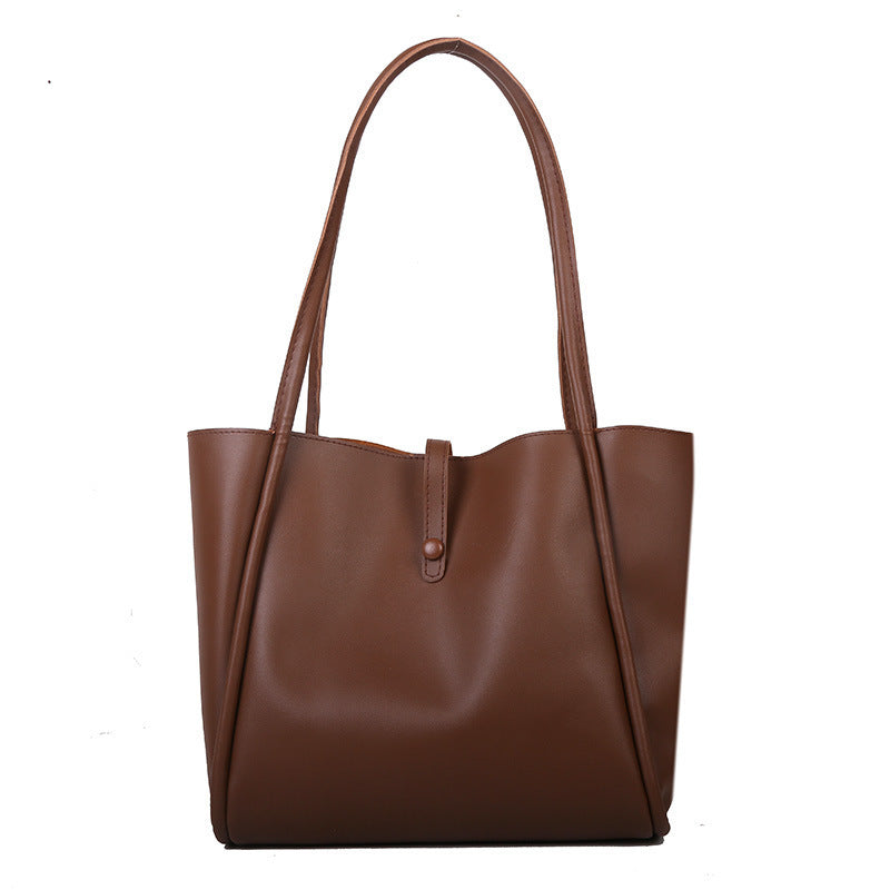 Simple Vegan Leather Tote Bag Large Capacity Spring Fashion