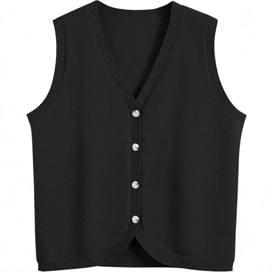 Women's Vest Buckle V-neck Casual Wear