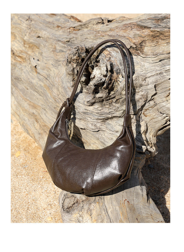 Genuine Leather Croissant Bag | Stylish Shoulder and Crossbody Design 3 in 1 Fashion Women Anti-Theft Backpack